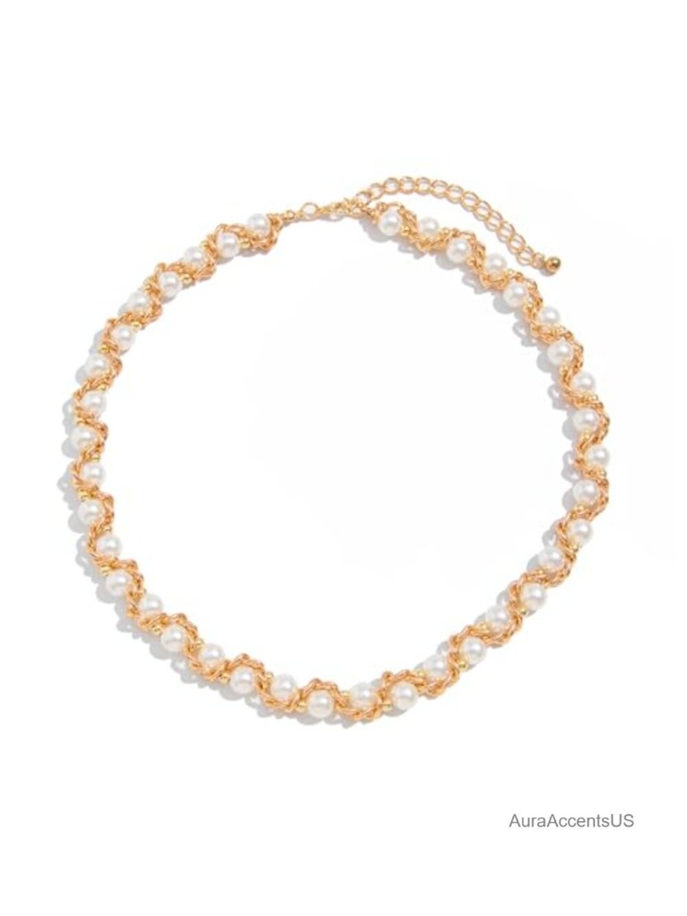 Faux Pearl Necklace Gothic Chain Chunky Statement Hiphop Rock Y2K Adjustable